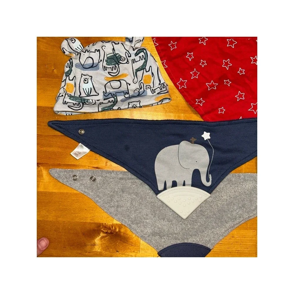 Baby Boy Bib Lot of 5 with 1 Hat